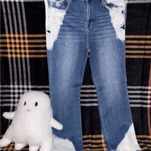 Risen straight leg jeans